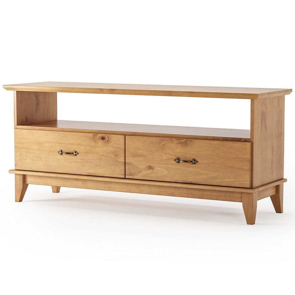 Rack Para Sala de Estar TV 55 Pol 140cm Madeira Maciça Lira M06 Carvalho Fosco Lyam Decor