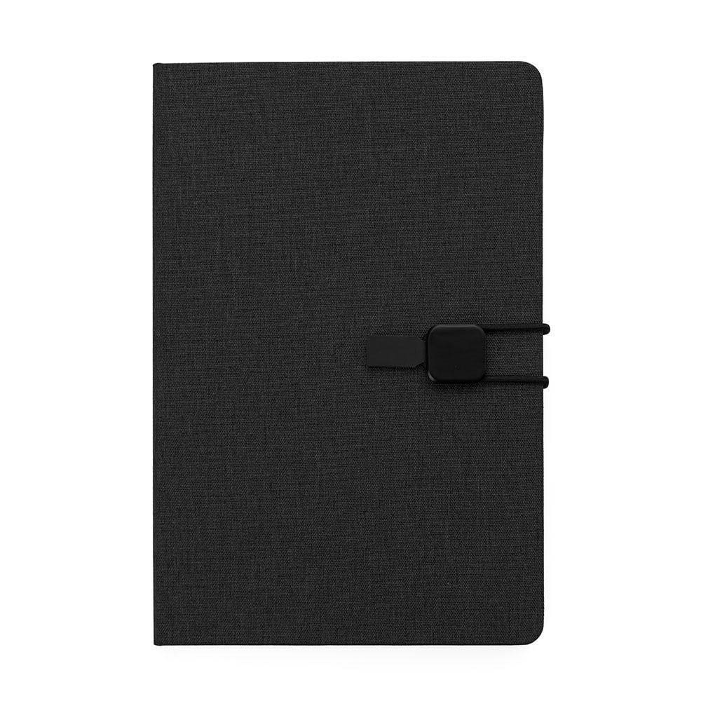 Caderno Elegante Cinza Com Capa Sintética E Fechamento Seguro Para Anotações