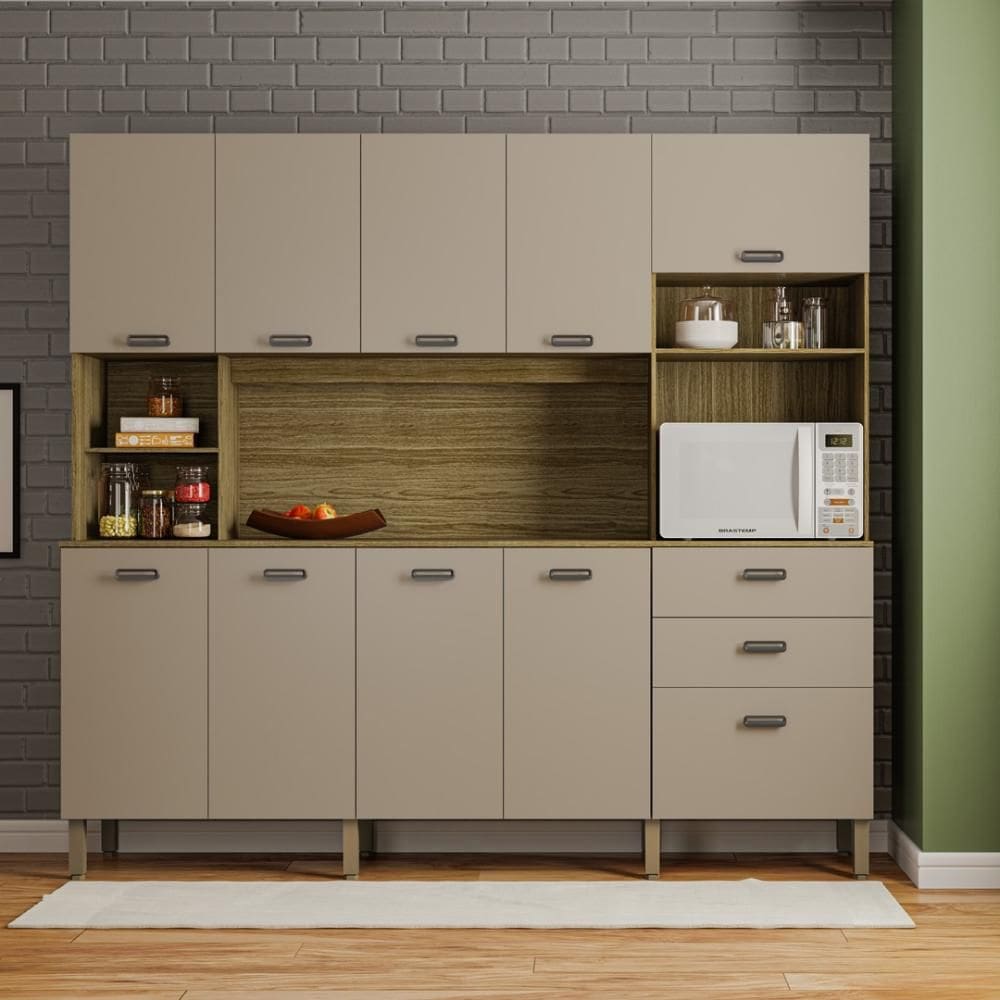 Armario de Cozinha Compacta 10 Portas 2 Gavetas Toronto