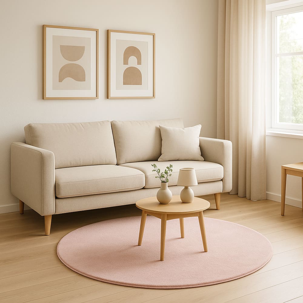 Tapete Linha Vip Redondo Liso Pelo Baixo Antiderrapante 150cm Rosa