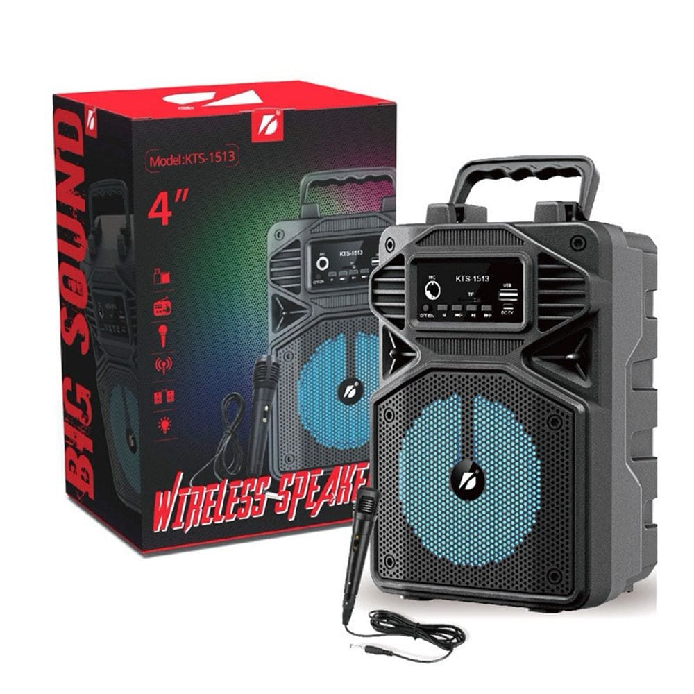 Caixa de Som Caixinha Amplificada com Bluetooth Entradas para Usb Microfone Micro Sd Aux Portátil e Potente com Graves Excelentes e Luz Led Rgb