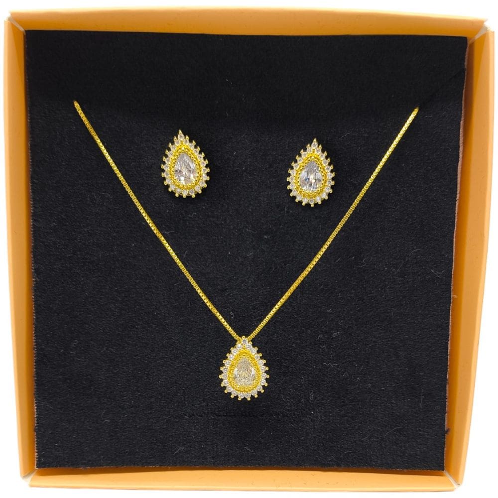 Kit Brinco E Colar Feminino Gota Semi Jóia Juliana Prado 3319450