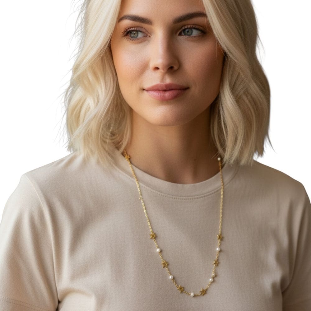 Colar Feminino Coração Pérolas Semi Jóia Juliana Prado 39456