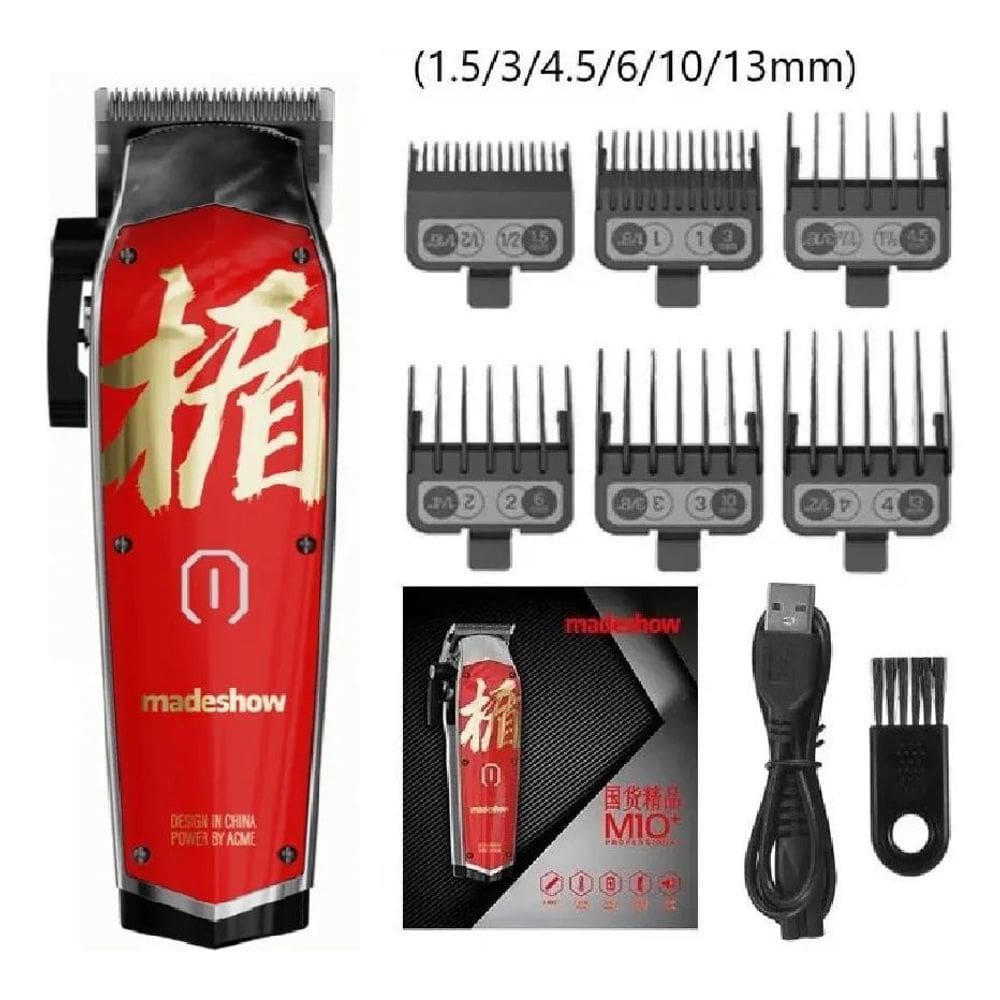 10X Madeshow M10 Cortador De Cabelo Vermelho