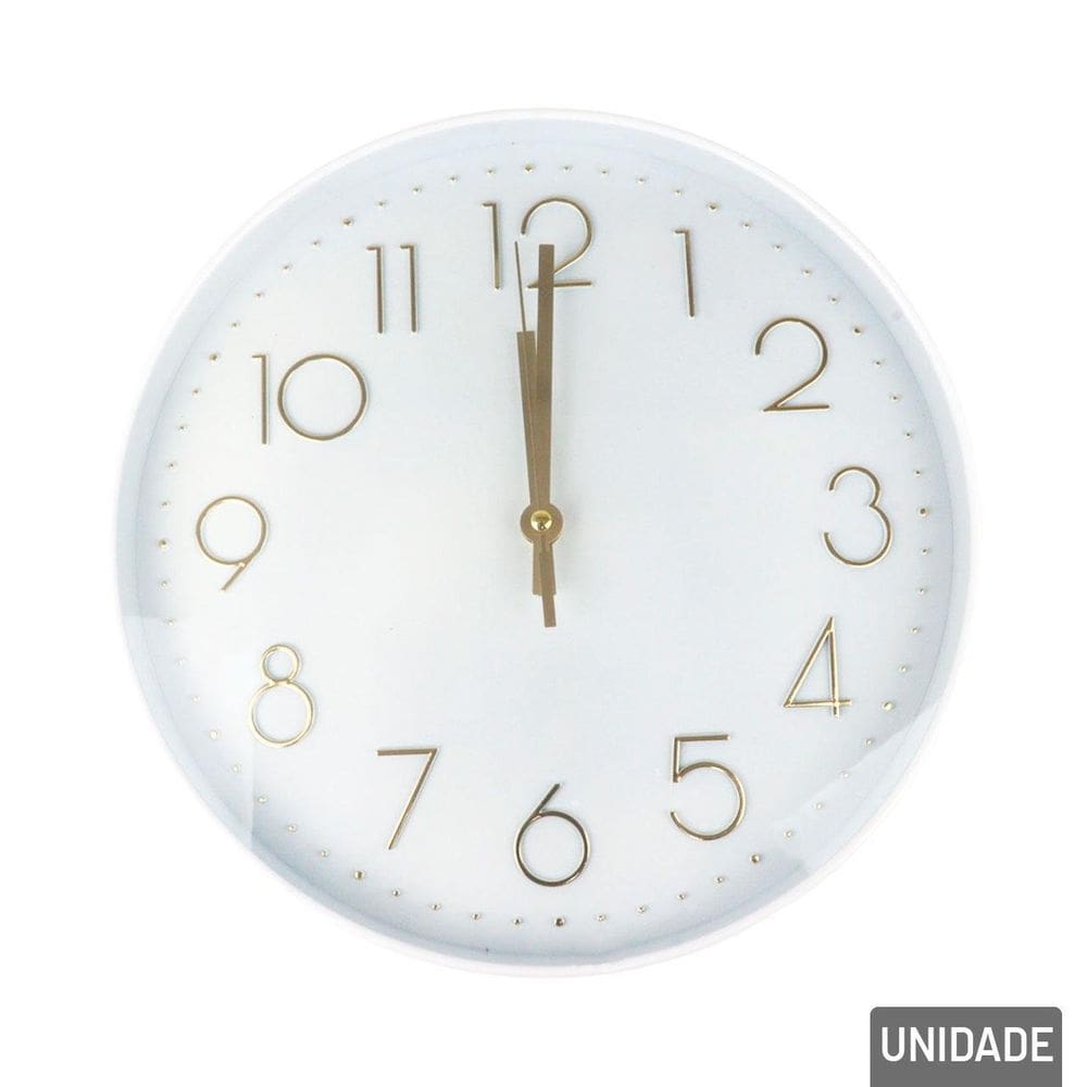 Relógio Analógico de Parede 29cm Redondo Branco - Tudo em Caixa