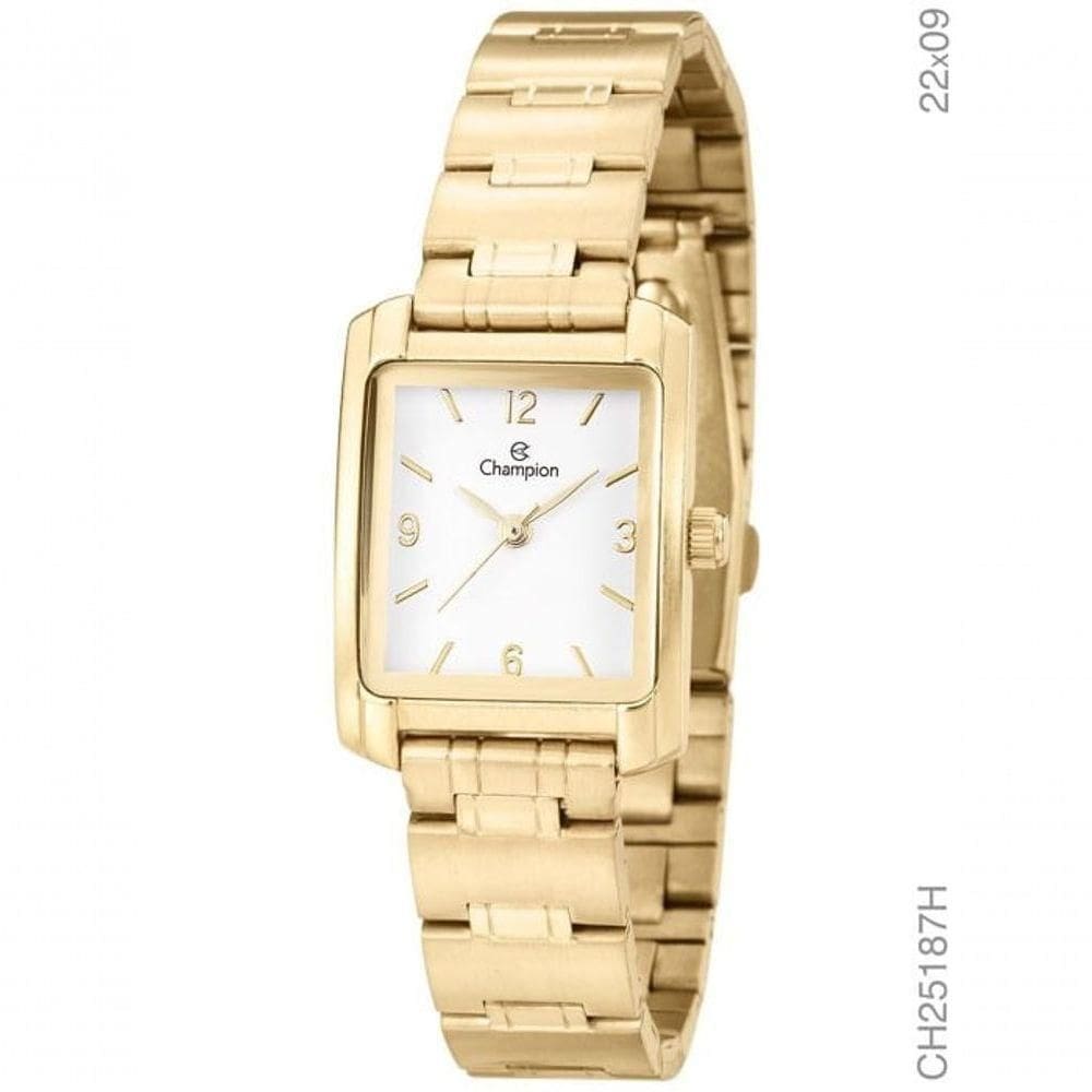 Relógio Champion Feminino Quadrado Dourado Ch25187h