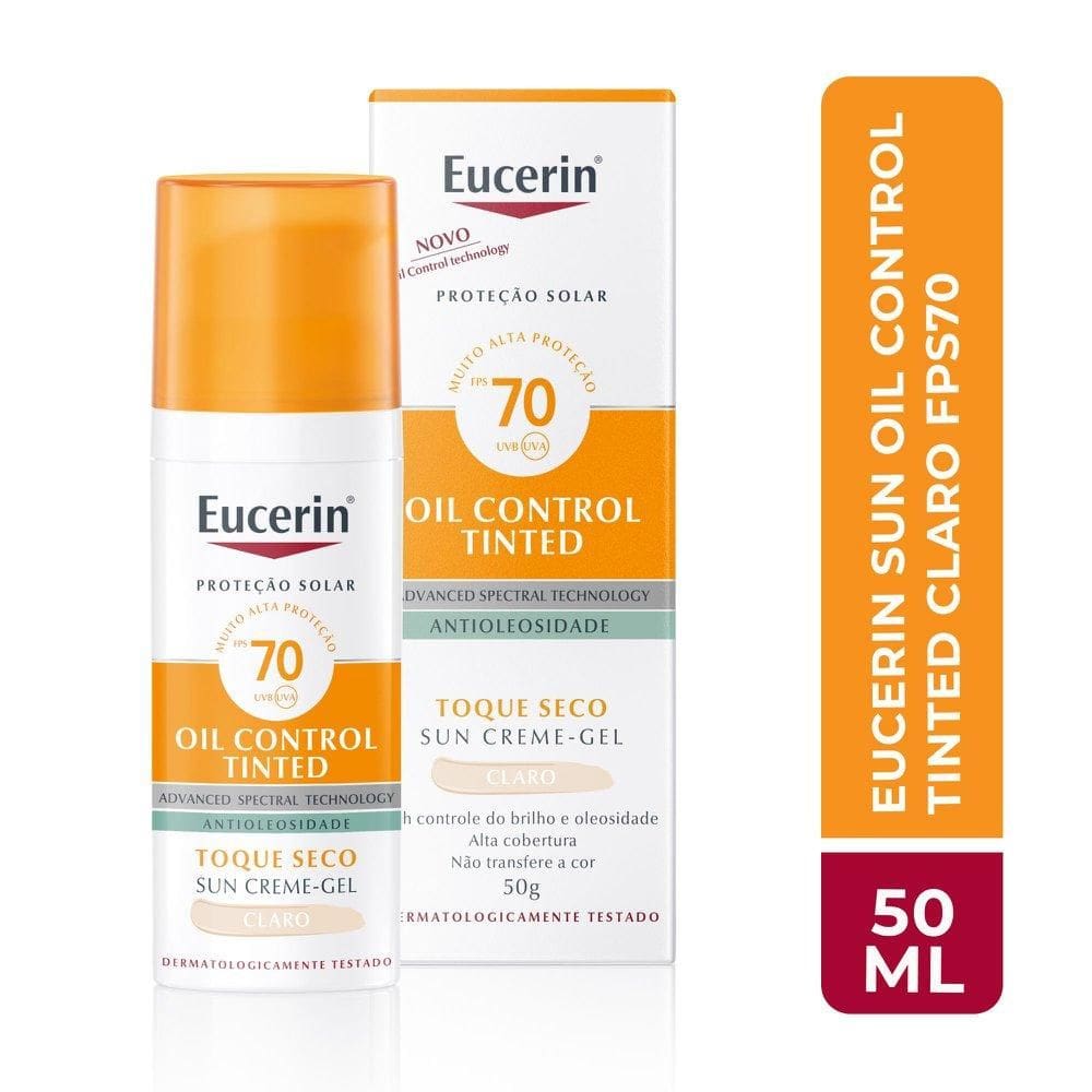 Protetor Solar Facial Eucerin Sun Oil Control Tinted Claro FPS 70 50ml