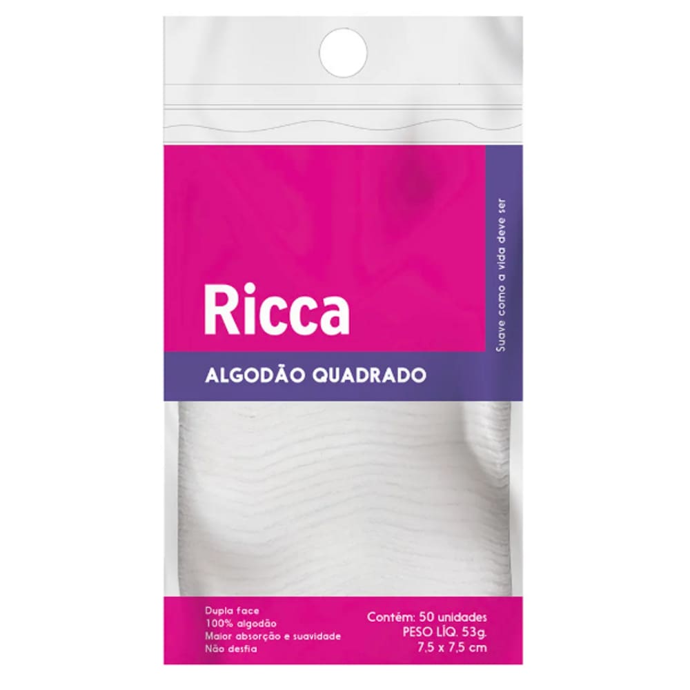 Ricca - Algodao Quadrado 50 Und