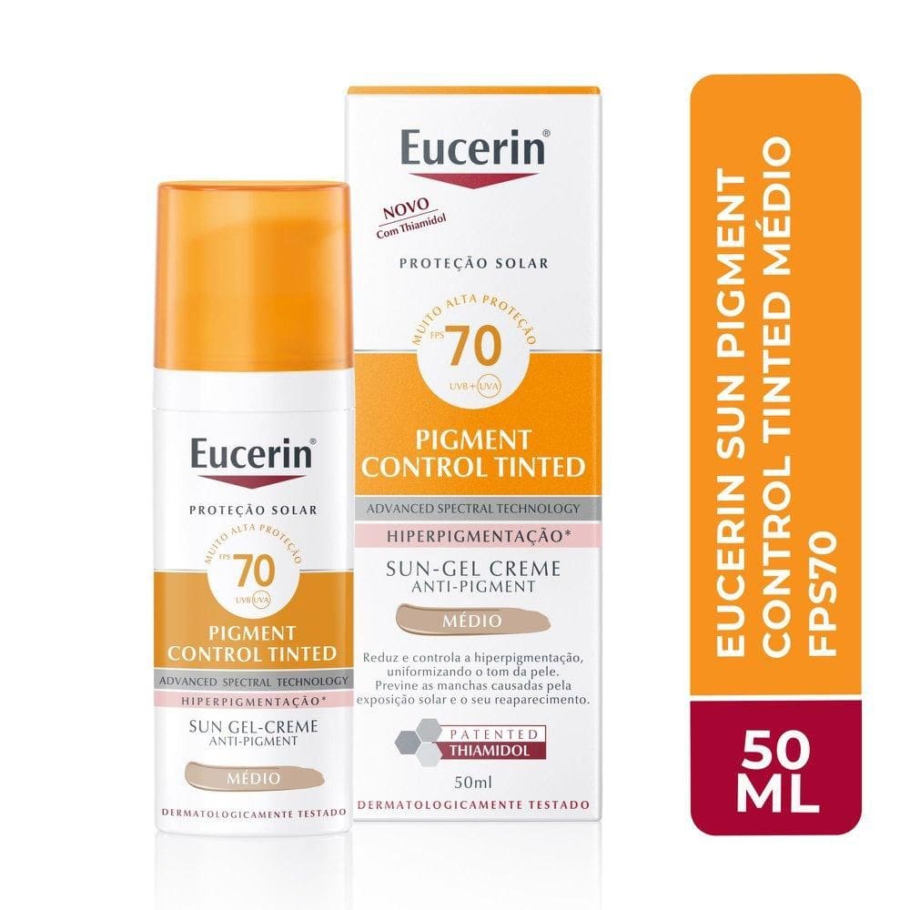 Protetor Solar Facial Eucerin Sun Pigment Control Tom Médio FPS 70 50ml