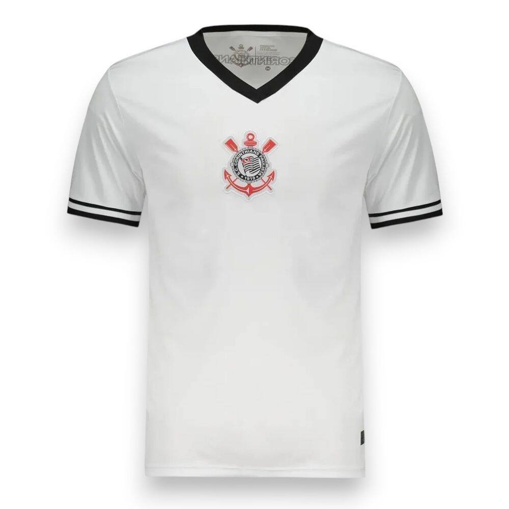 Camiseta Corinthians Dry Gola V Logo Bordado Oficial