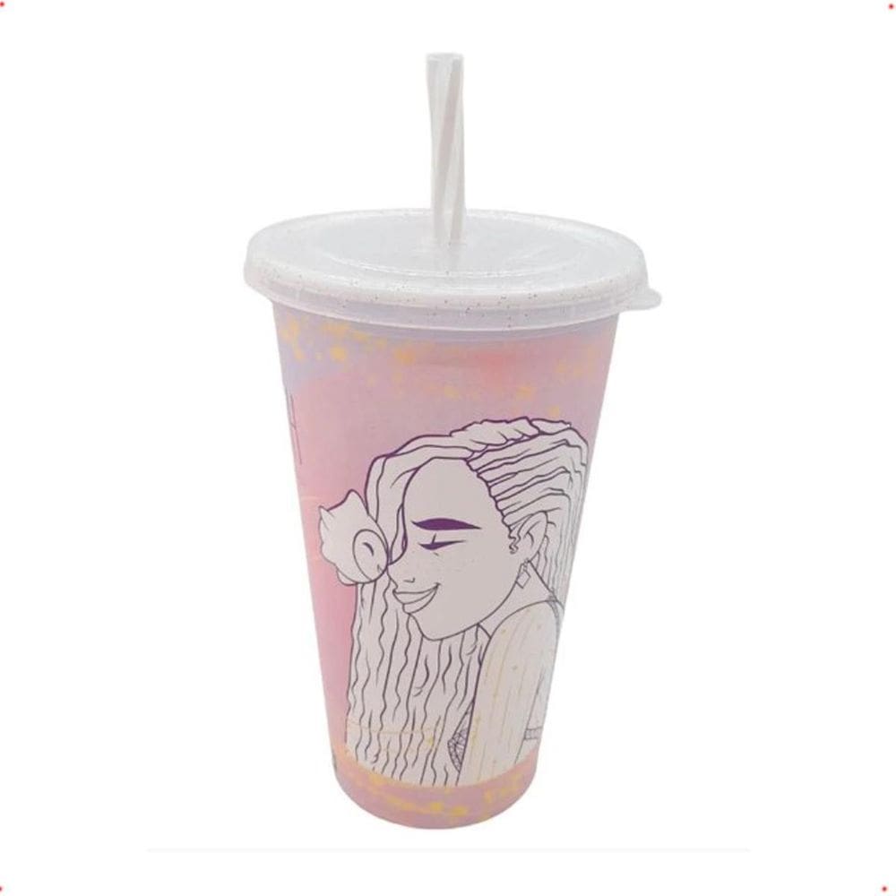 Copo Infantil Divertido Colorir 500Ml Com Tampa E Canudo