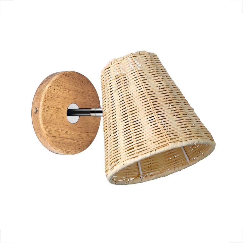 Arandela Fibra Natural Ratan Foco Móvel Cabeceira Boho Nat94