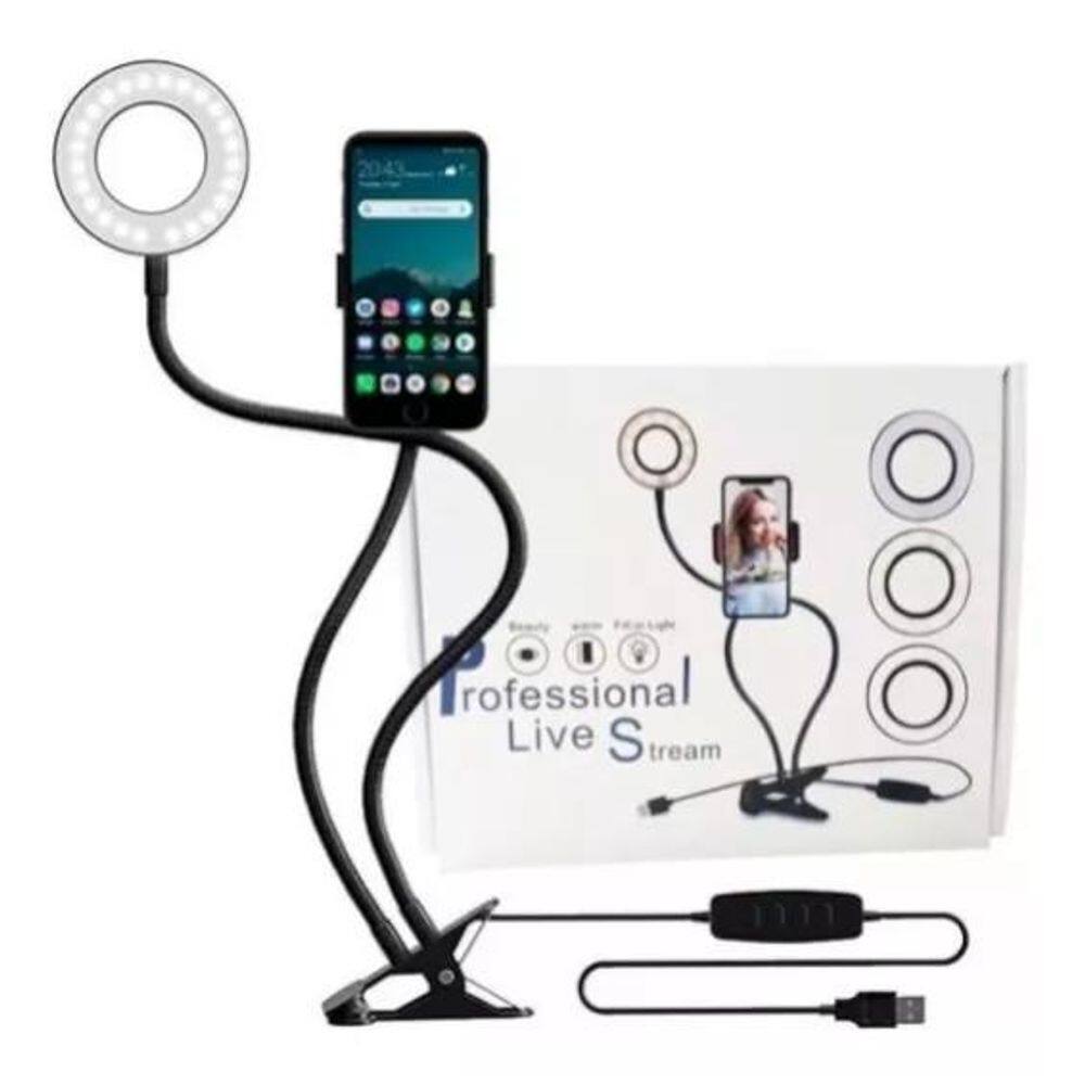 Suporte Celular Ring Light Usb Luminária Led Para Youtubers