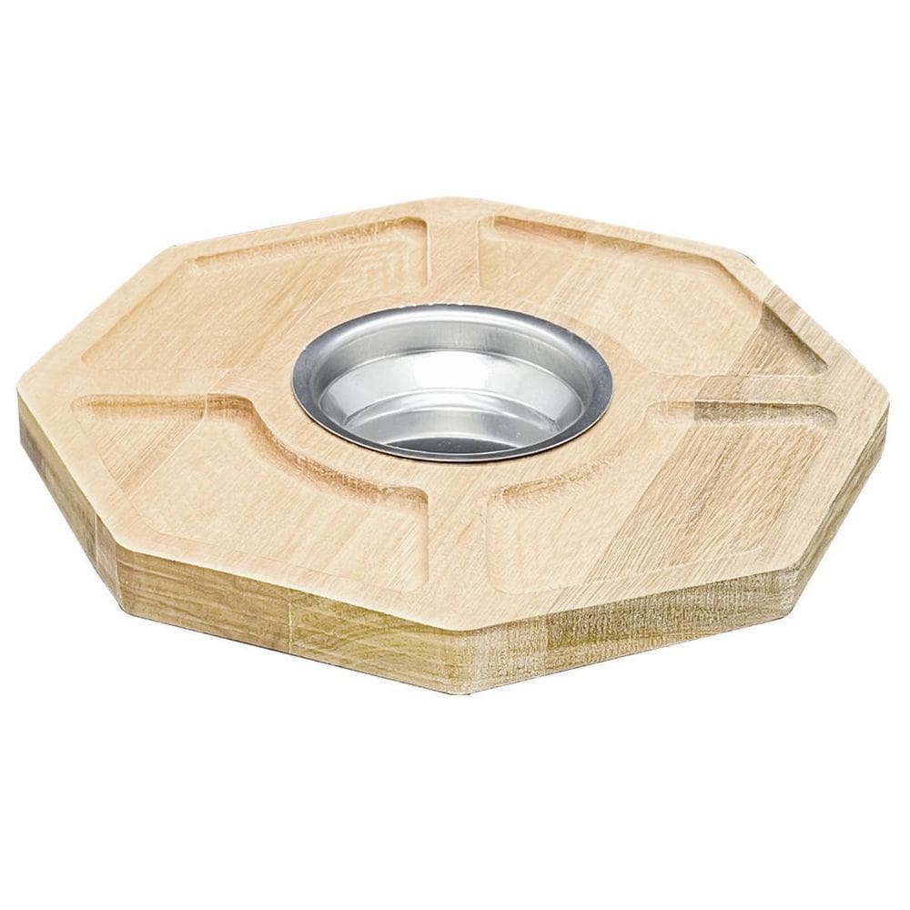 Mini Petisqueira Em Madeira Com Molheira Em Inox 24X2 Cm