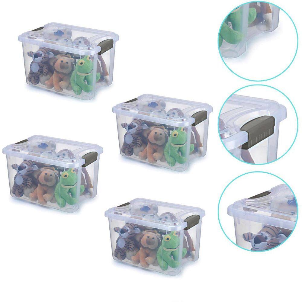 Kit 4 Caixa Organizadora Multiuso Alto 20 Lts Transparente