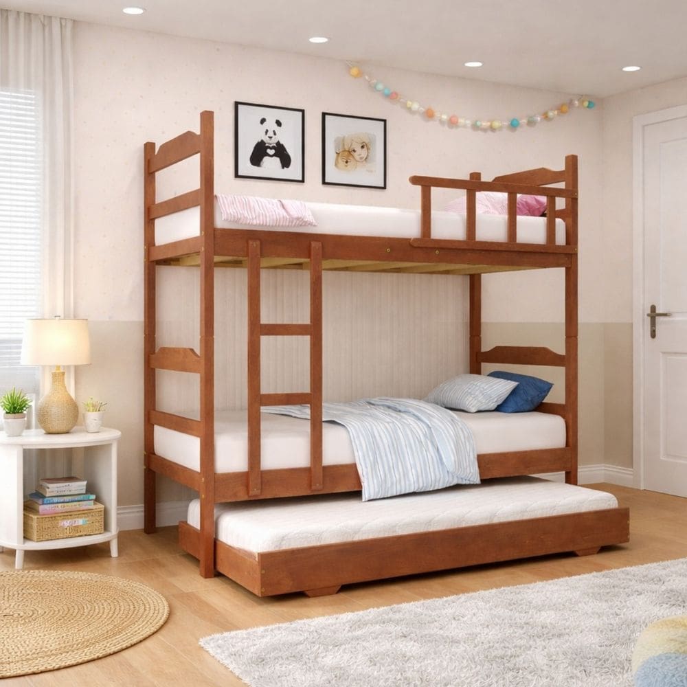 Beliche Solteiro Com Auxiliar Mogno Madeira Maciça