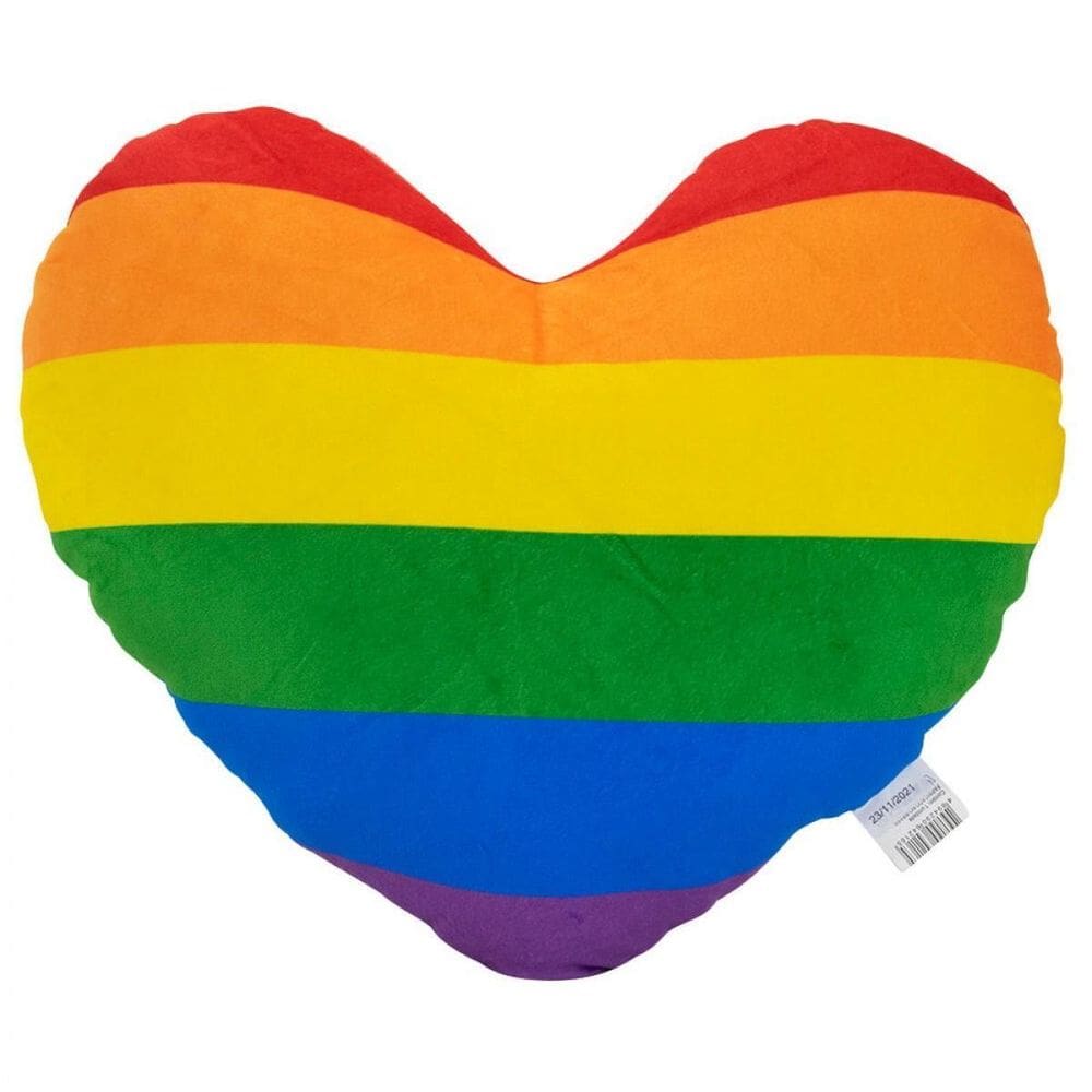 Almofada Coração Arco-Íris Pelúcia 34 Cm