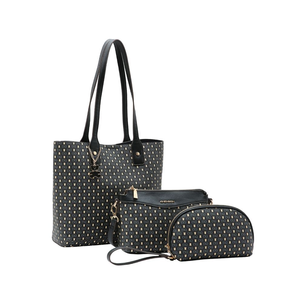 Bolsa Feminina Chenson Monograma Baby Urso Kit 3 peças - Preto - 3485366