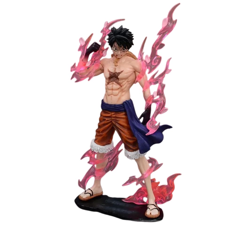 Enfeite de figura de anime de uma peça Luffy Fire PVC com mais de 14 anos