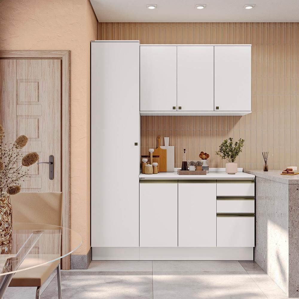 Armário de Cozinha Compacta 100% MDF 170cm Branco Celeste Kappesberg