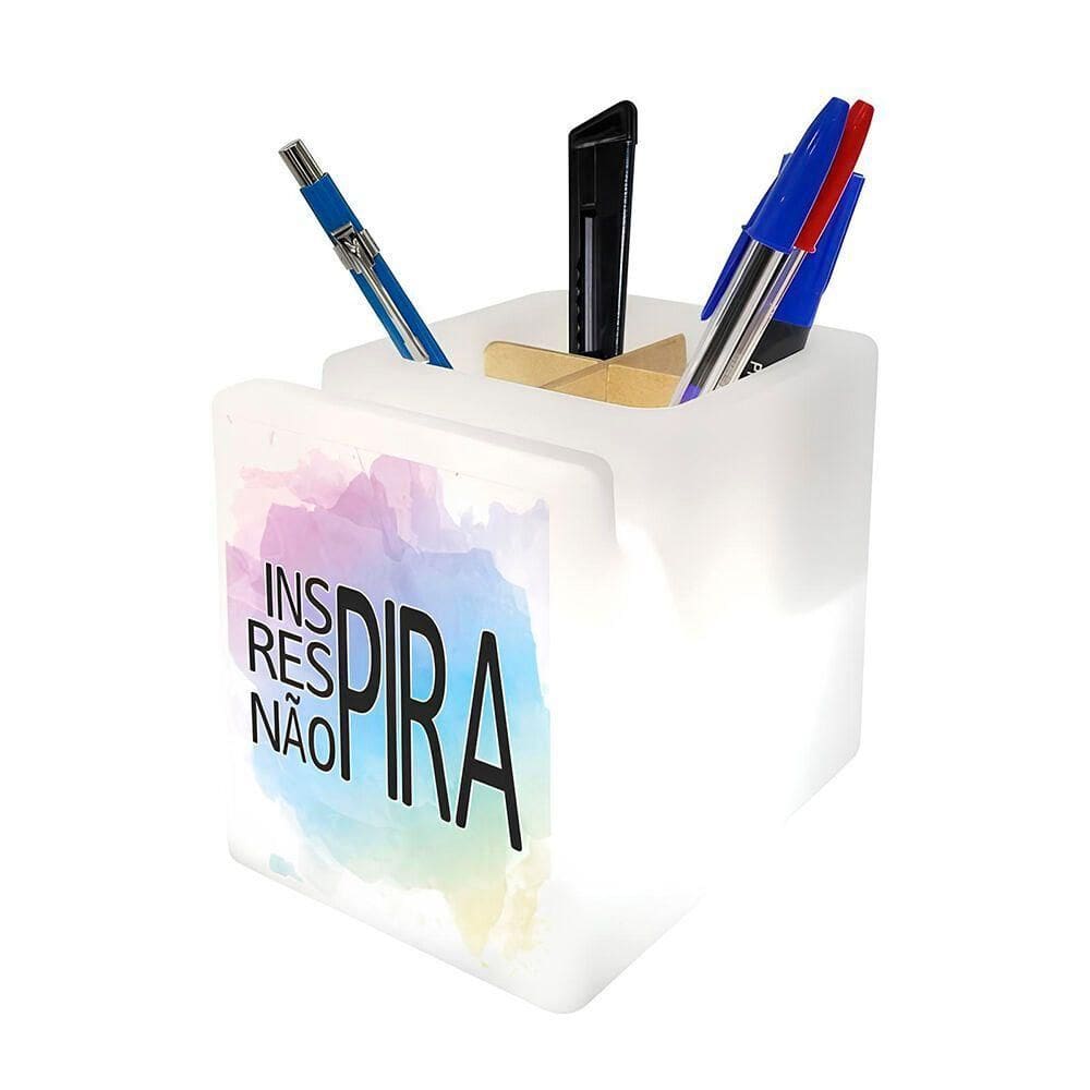 Organizador De Mesa Iluminado Não Pira Porta Lápis E Celulares