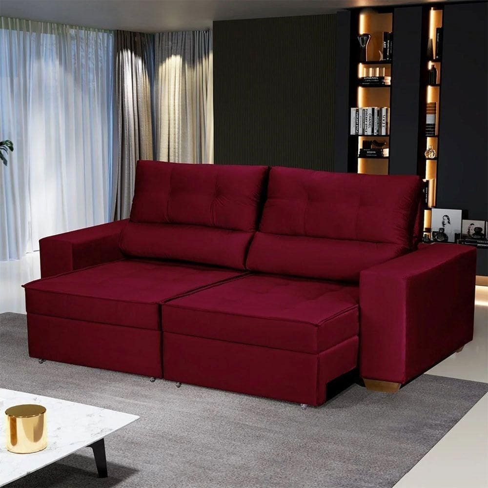 Sofá Baú San Marino Retrátil E Reclinável 3 Lugares Sofatec Vermelho