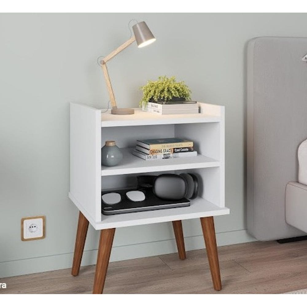 Mesa de Cabeceira Aroma Branco Brilho 64cm - Fiorello Móveis