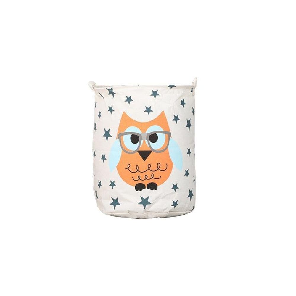Cesto Multiuso Organizador Brinquedos Coruja Laranja 40X50