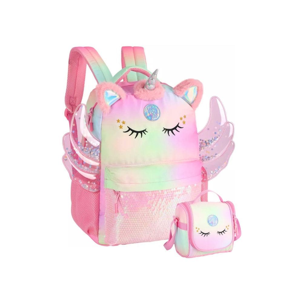 Kit Mochila Costas + Lancheira Unicórnio Up4You - Rosa