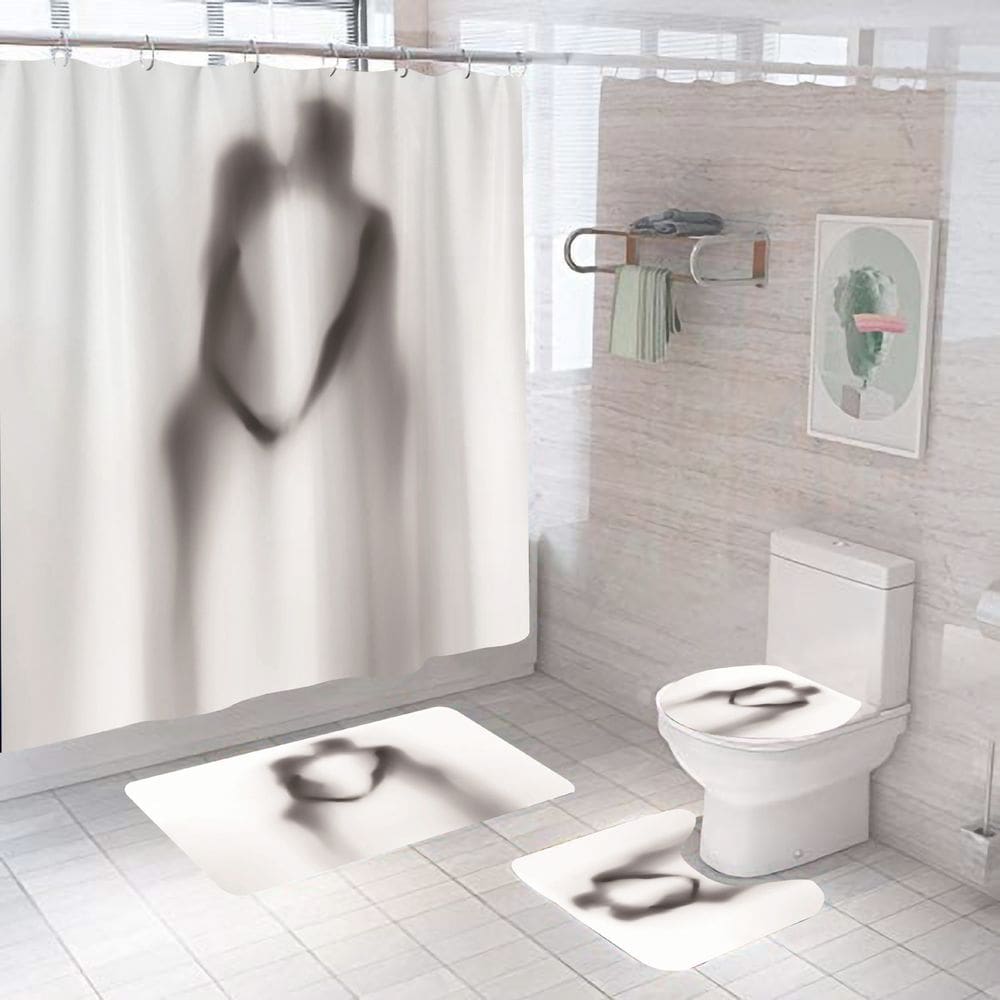 Conjunto de cortinas de chuveiro Silhouette Series com tapete, tapete e capa