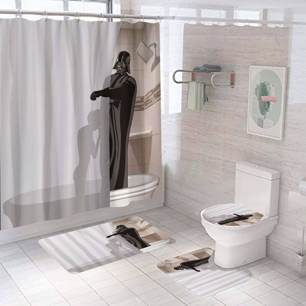 Conjunto de cortinas de chuveiro Darths Vaders com tapete antiderrapante, 4 unidades