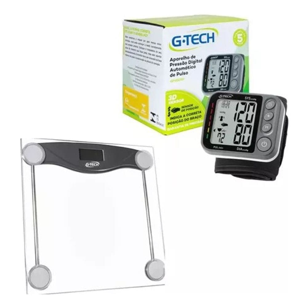 Medidor De Pressão Arterial Digital + Balança Digital Gtech