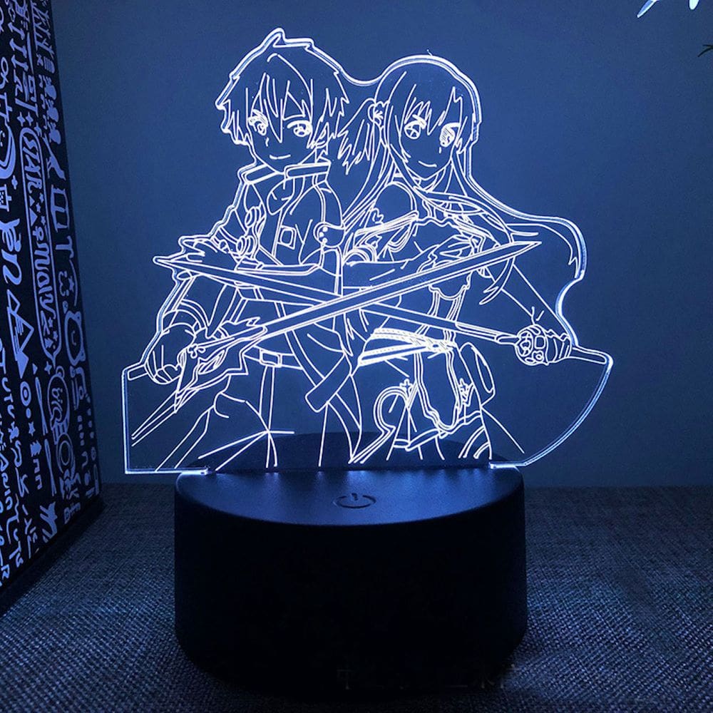 Luz noturna 3D LED Sword Art Online Kirigaya Kazuto Yuuki Asuna