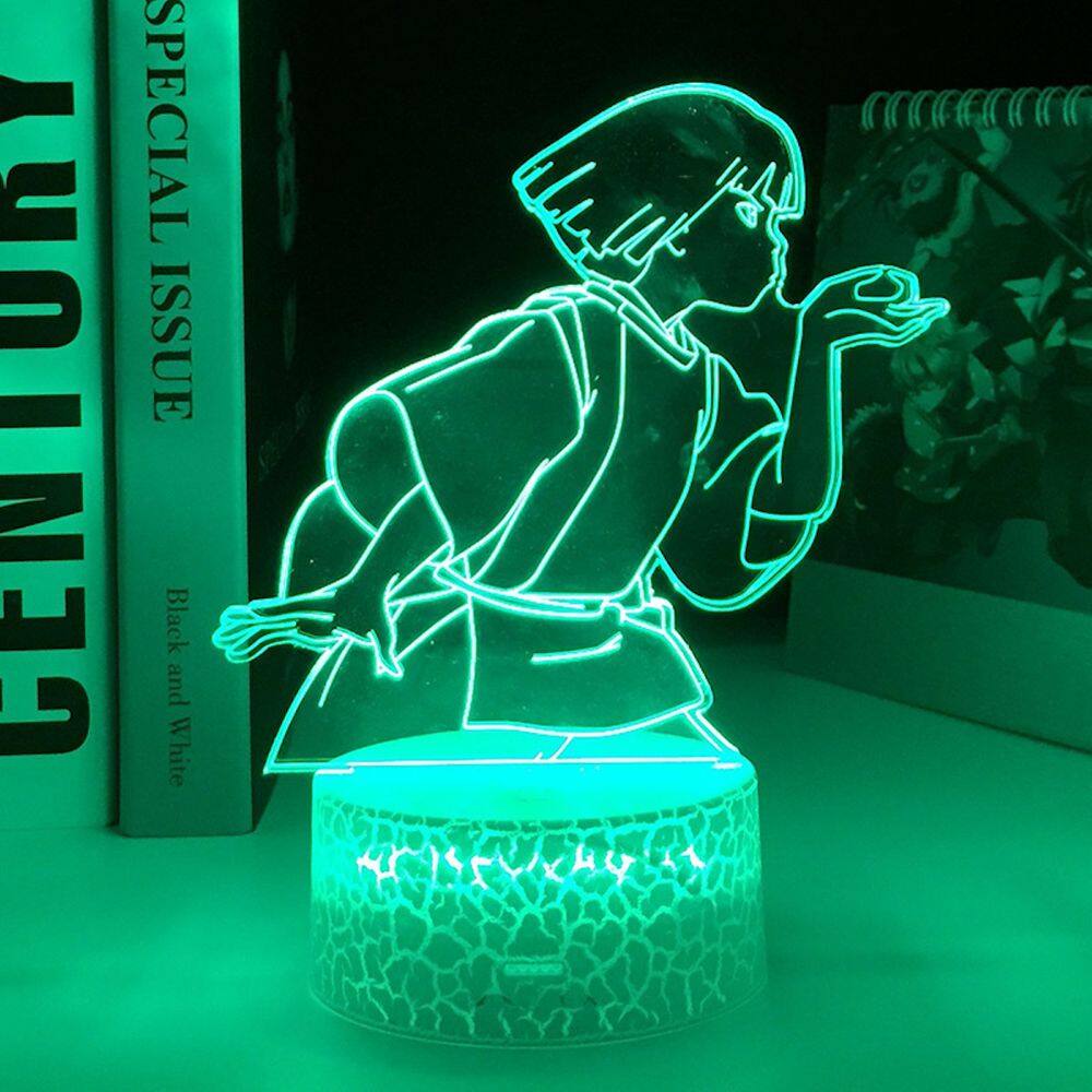 Lâmpada 3D de decoração de anime Night Light Haku Nigihayami Kohakunushi