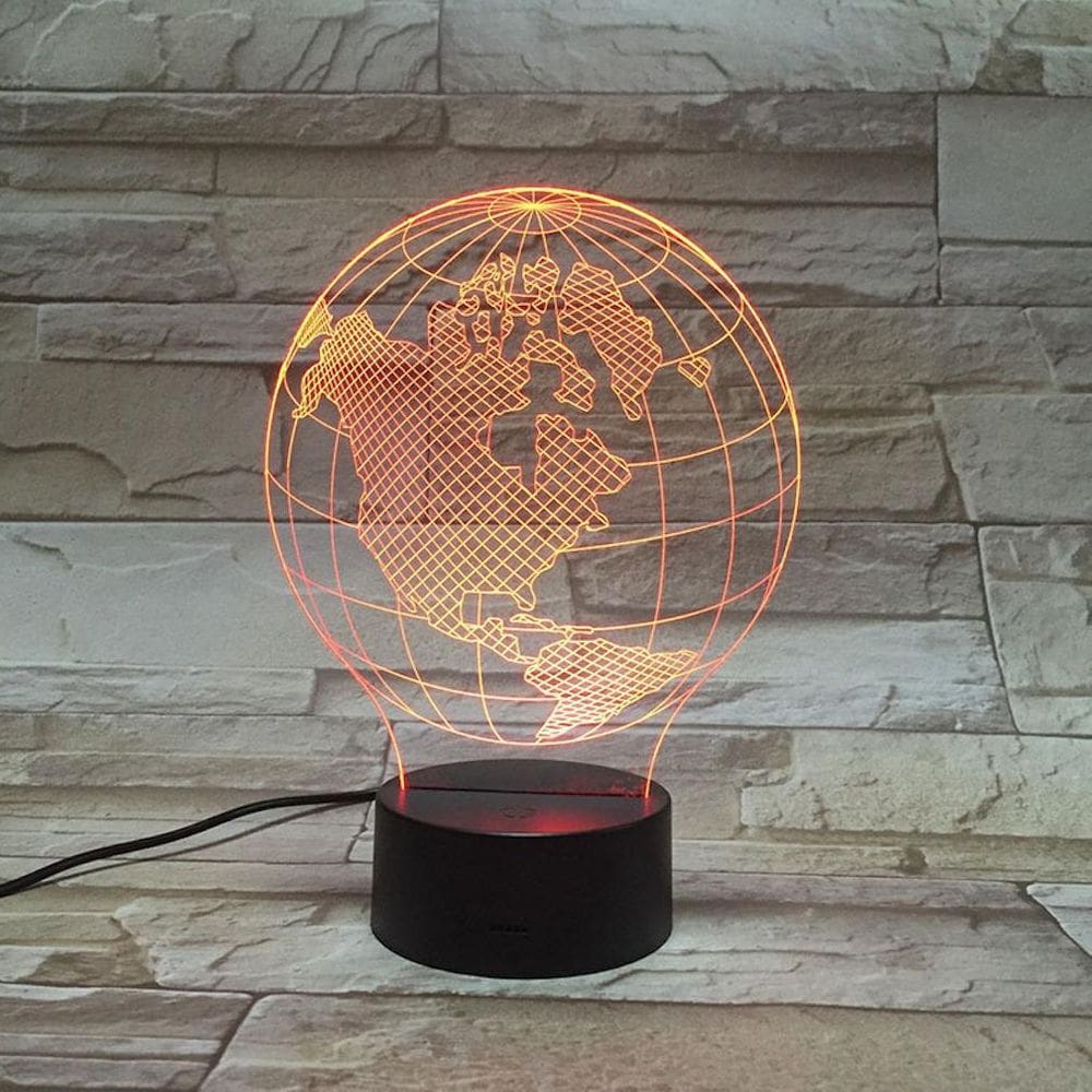 Lâmpada de ilusão LED 3D Night Light American Continent