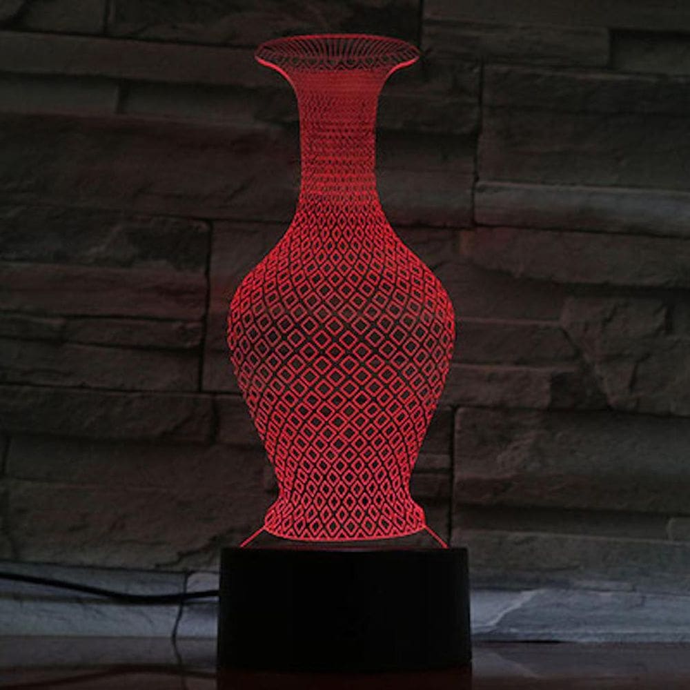 Vaso de luz noturna Lâmpada de ilusão LED 3D colorida com cores