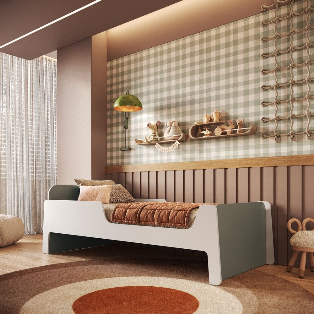Cama Infantil Solteiro em MDF Mick Mobikasa e Colchao Gazin