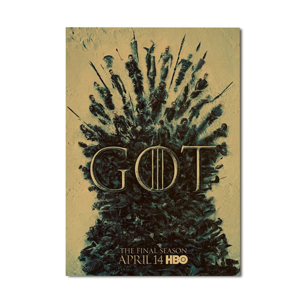 Pôster com arte de parede Game of Thrones Iron Throne Anime Art 51x35,5 cm