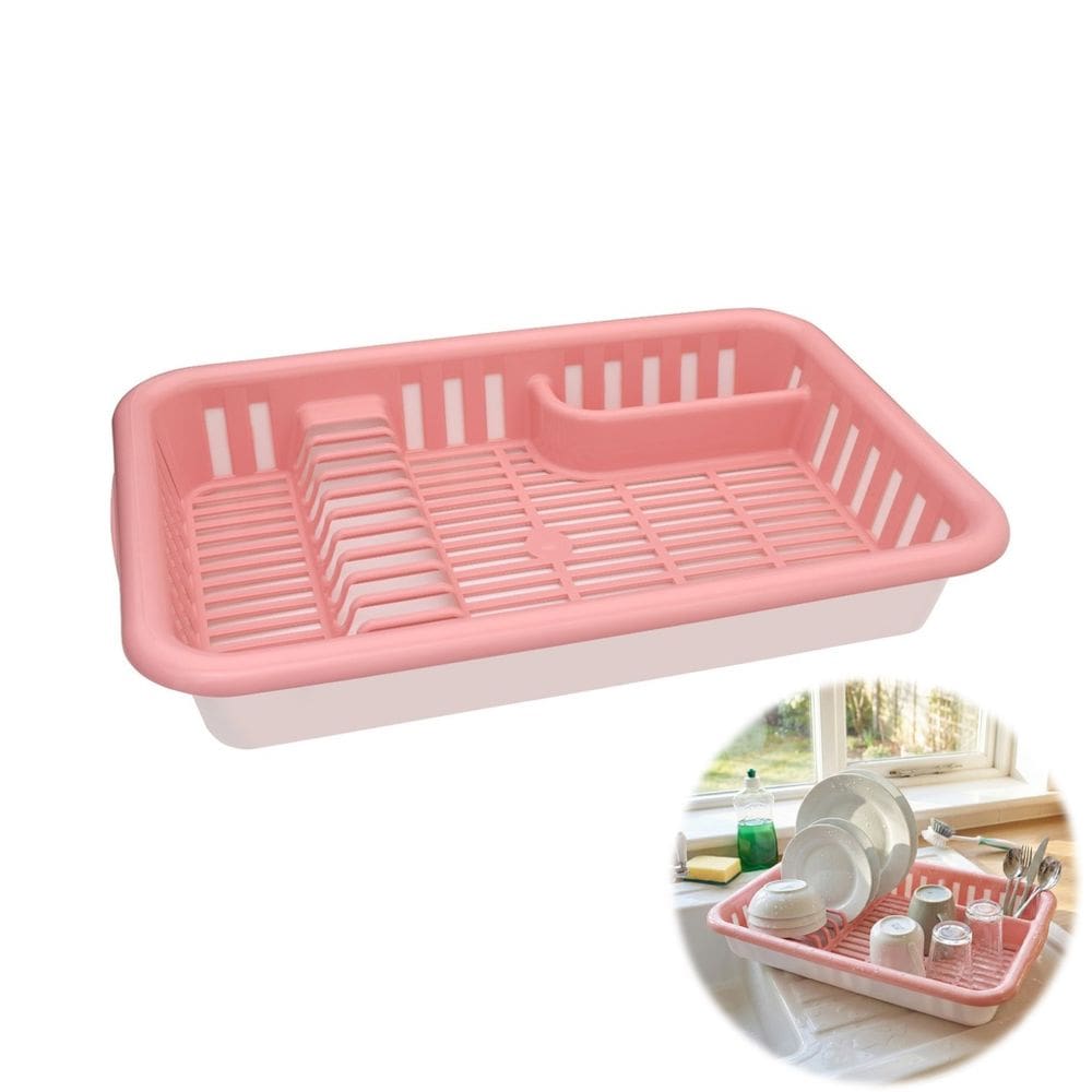 Escorredor de Louças Secador de Pratos Talheres com Bacia Rosa - Rotaplast
