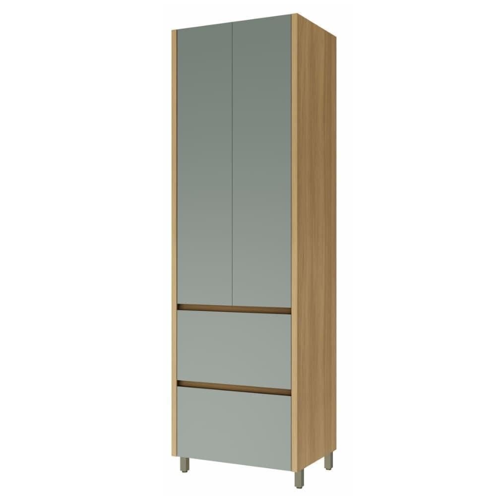 Armário De Cozinha Paneleiro 2 Portas 2 Gavetas 100% Mdf Raissa Nesher Madeirado / Verde