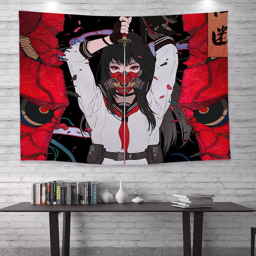 Tapeçaria, decoração de parede, arte, fantasmas em conchas, anime