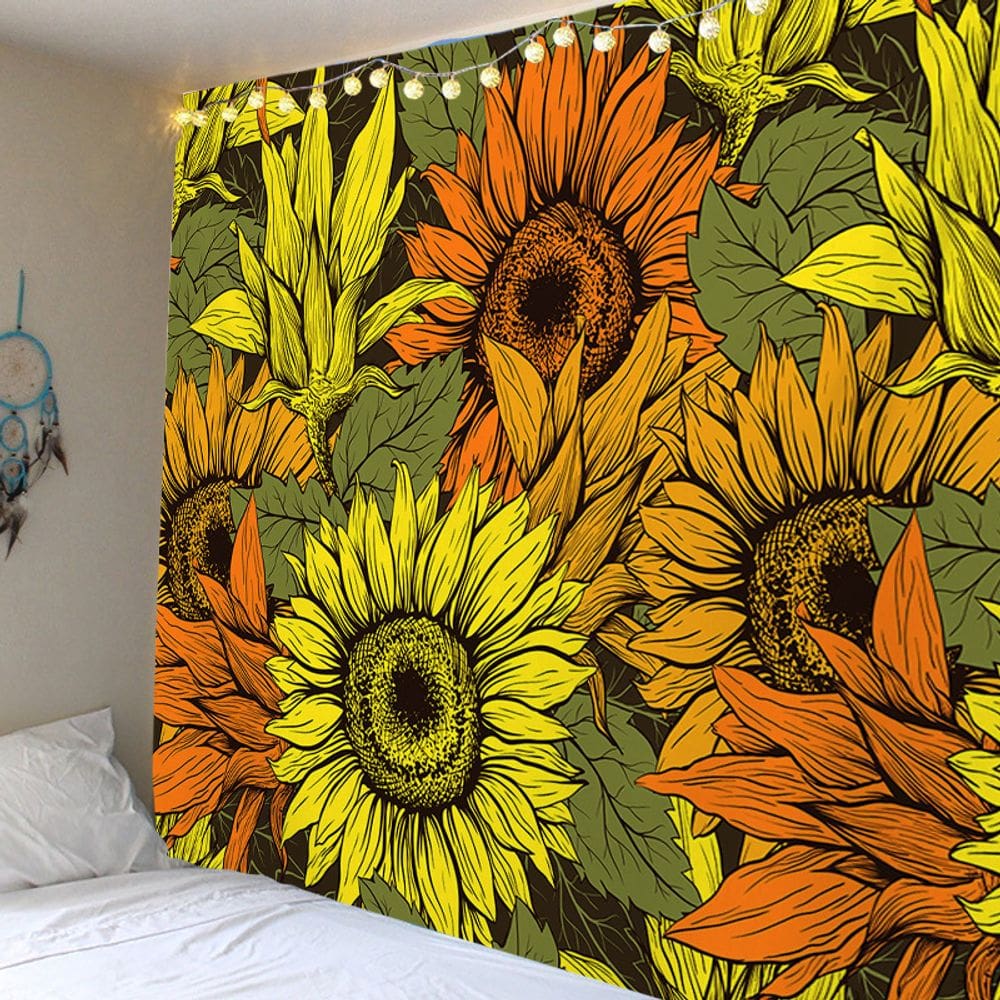 Tapeçaria, girassóis, microtecido de parede, 150x130cm, decoração de quarto