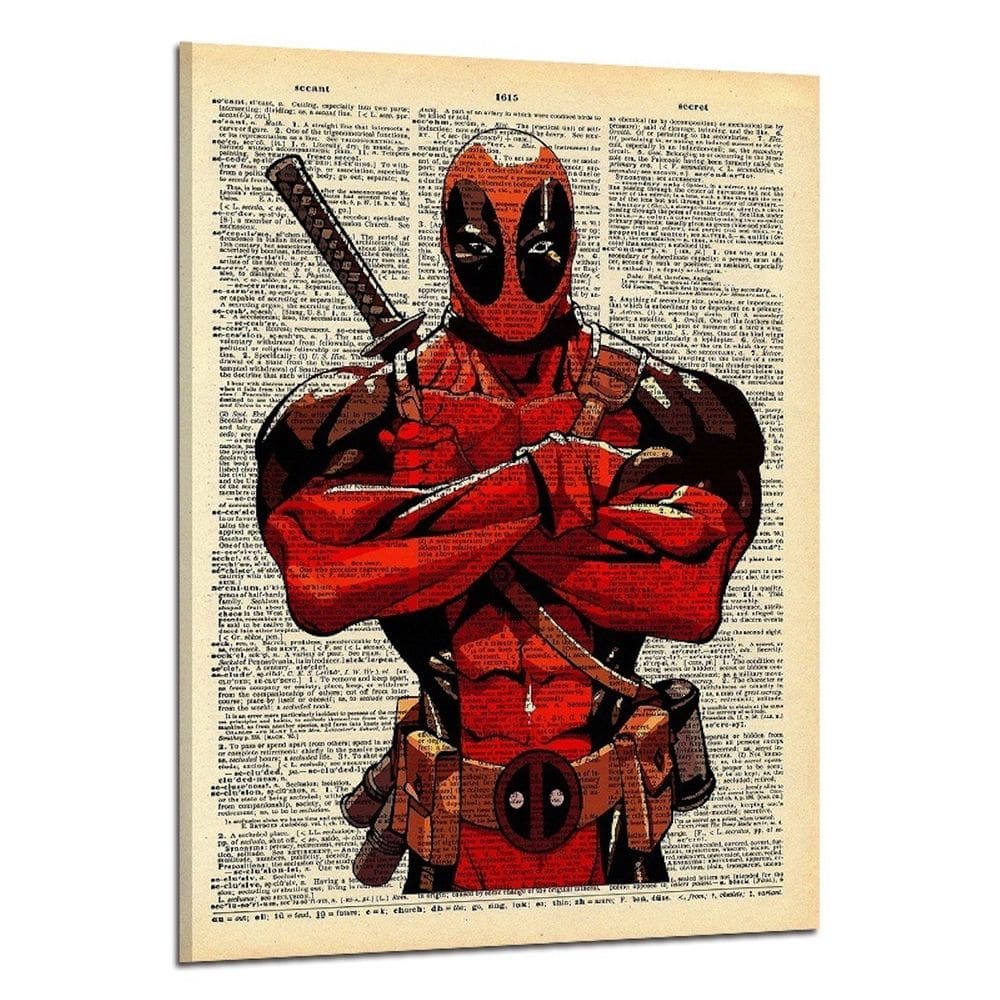 Arte de parede em tela Deadpool Wade Winston Wilson Anime 40x60cm