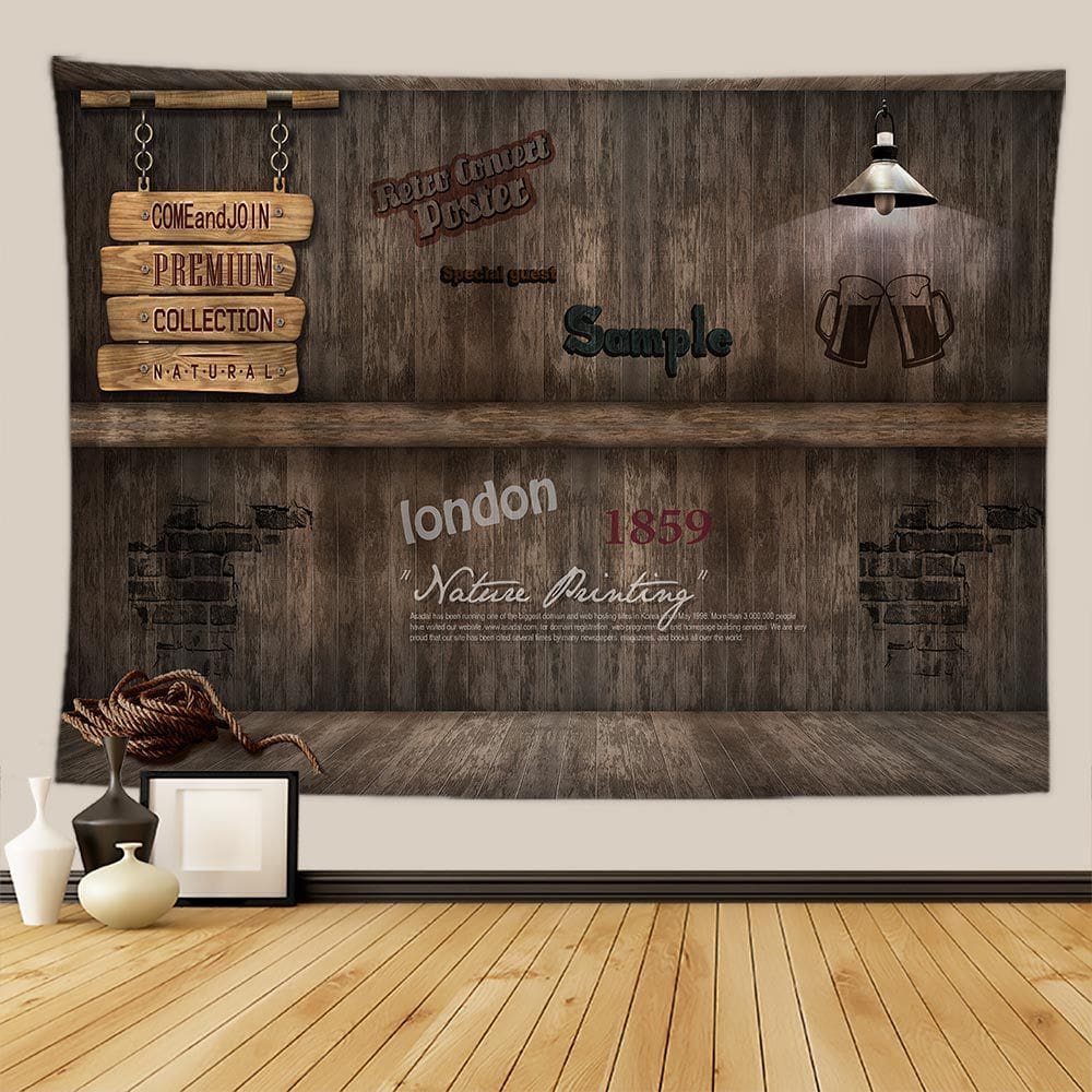 Tapeçaria suspensa na parede Painel de madeira Estética de parede 150x130cm