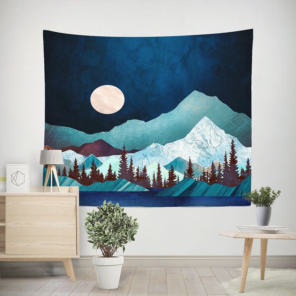 Tapeçaria Mountain Wall 150x130cm de fibra de microtecido