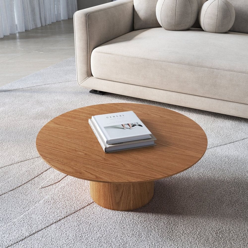 Mesa de Centro Gama Redonda 90cm X 90cm X 30cm Natural/Carvalho