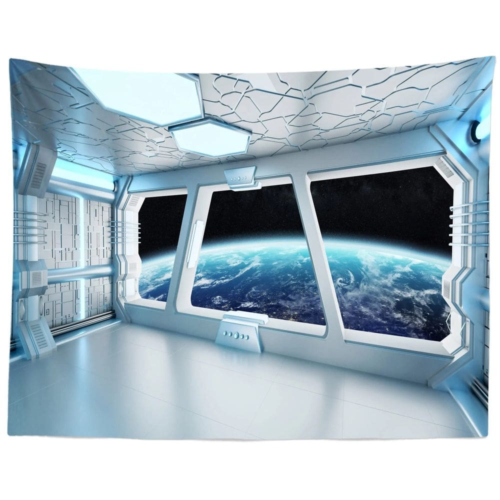 Tapeçaria Estação Espacial Psicodélica Espaço Exterior 280x150cm