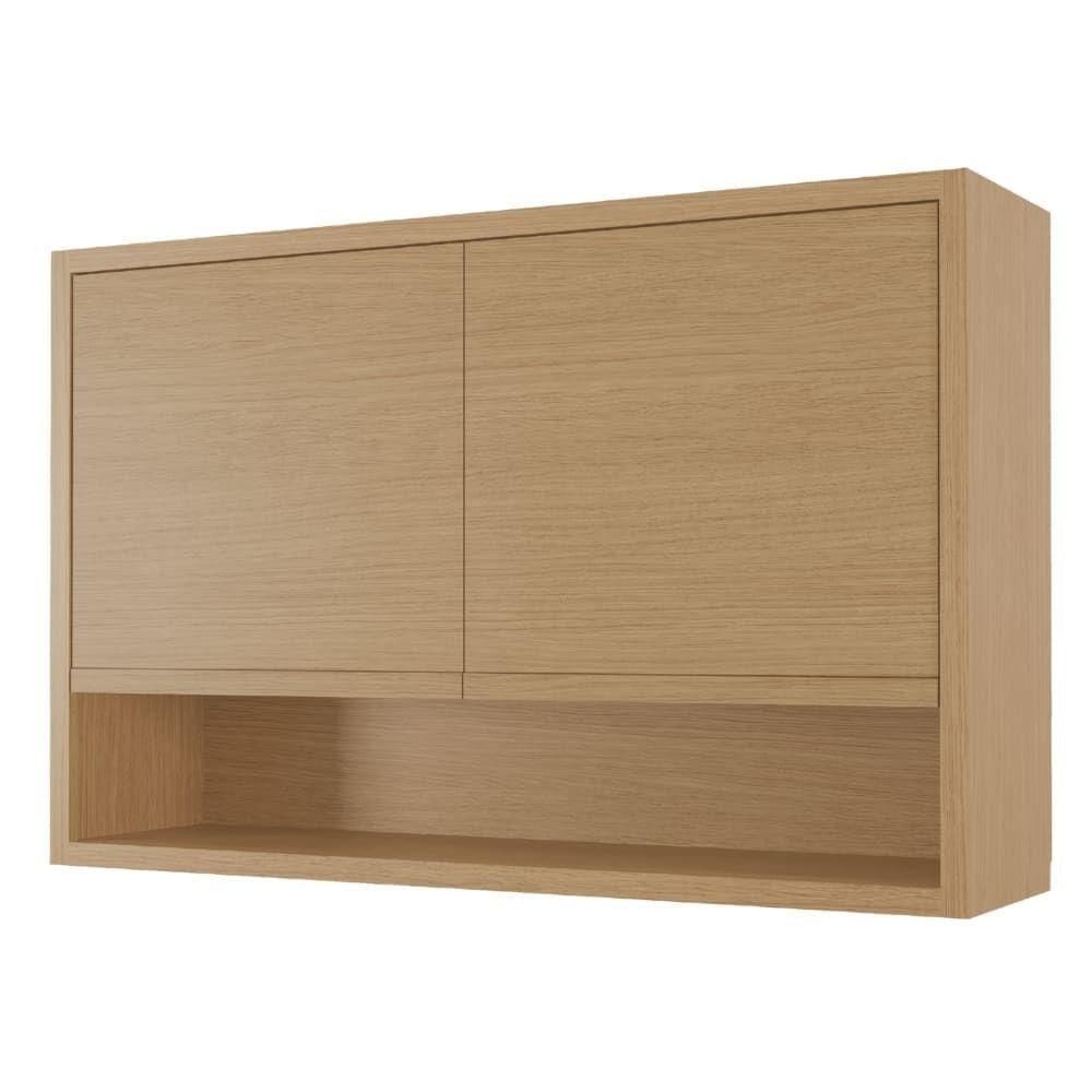 Armário Aéreo De Cozinha 1,20m 2 Portas E Nicho 100% Mdf Cléo Madeirado Nesher Madeirado