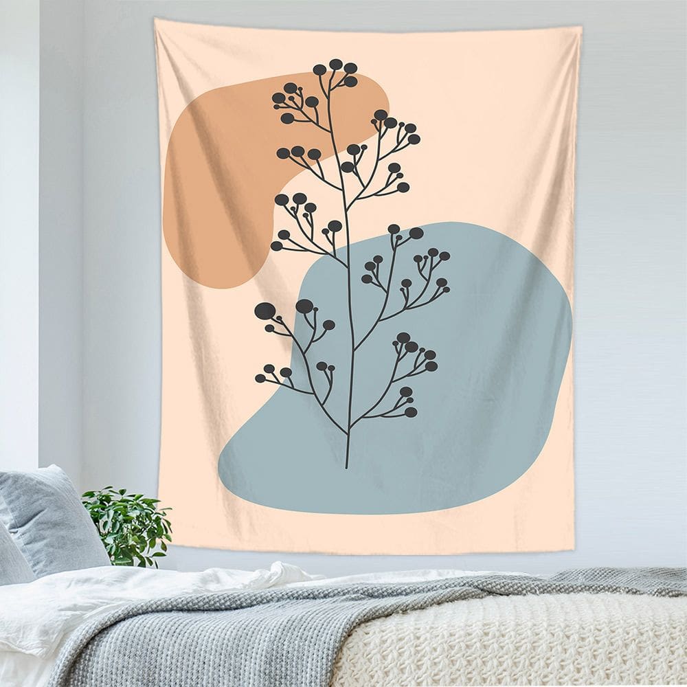 Tapeçaria Abstrac Plant Flowers Wall 150x130cm, microtecido