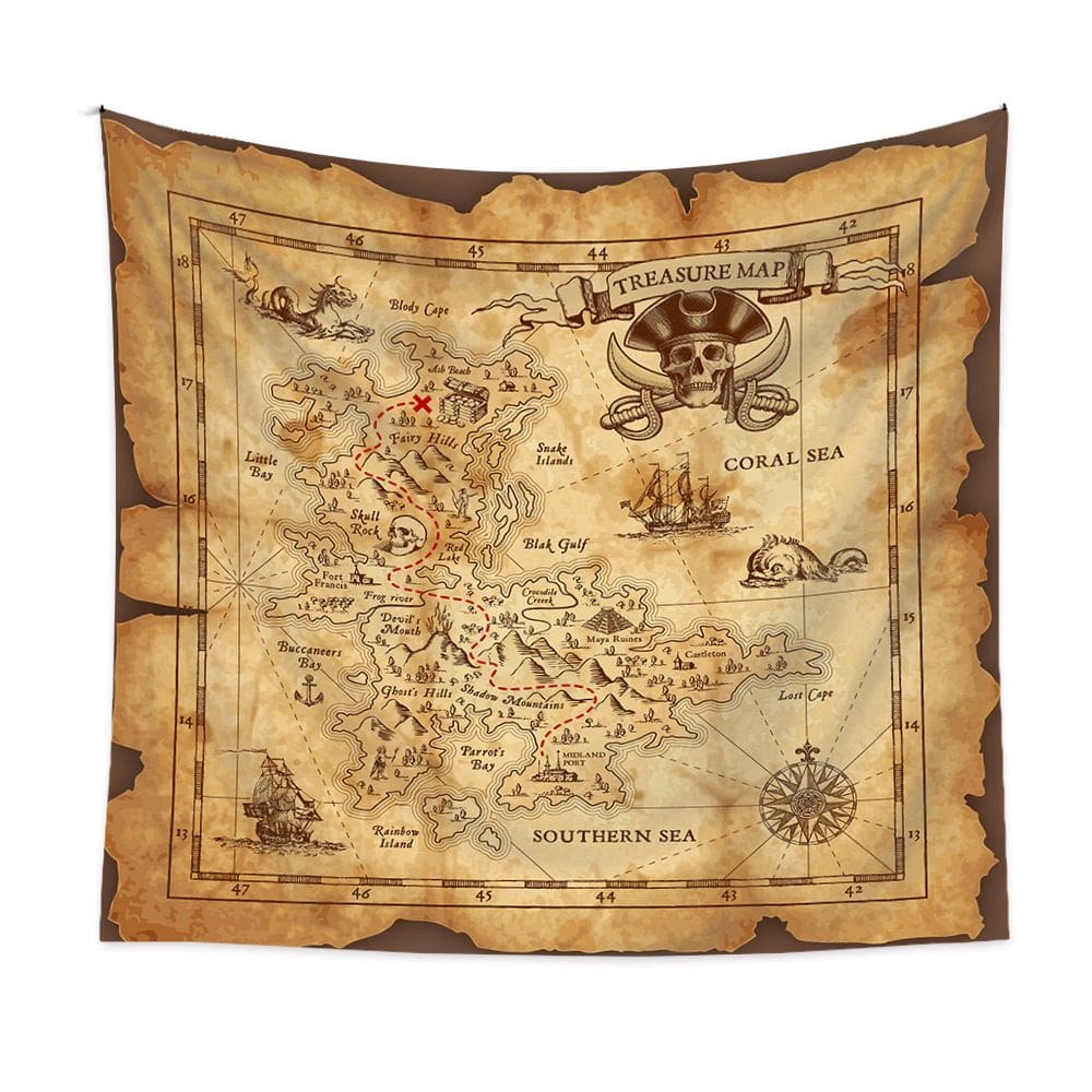 Microtecido de parede Tapeçaria World Map 150x130cm para quarto